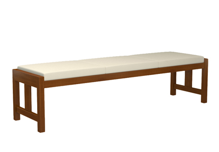 Wood bench with cushion for courtrooms