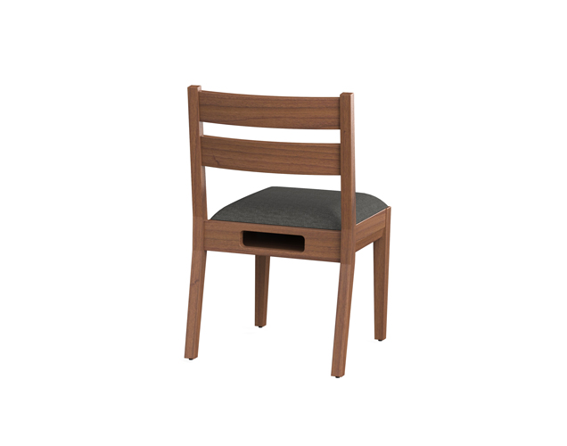 Wood stacking church chair with hymnal rack