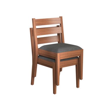 Duet wood stacking chair for public space, stacked two high
