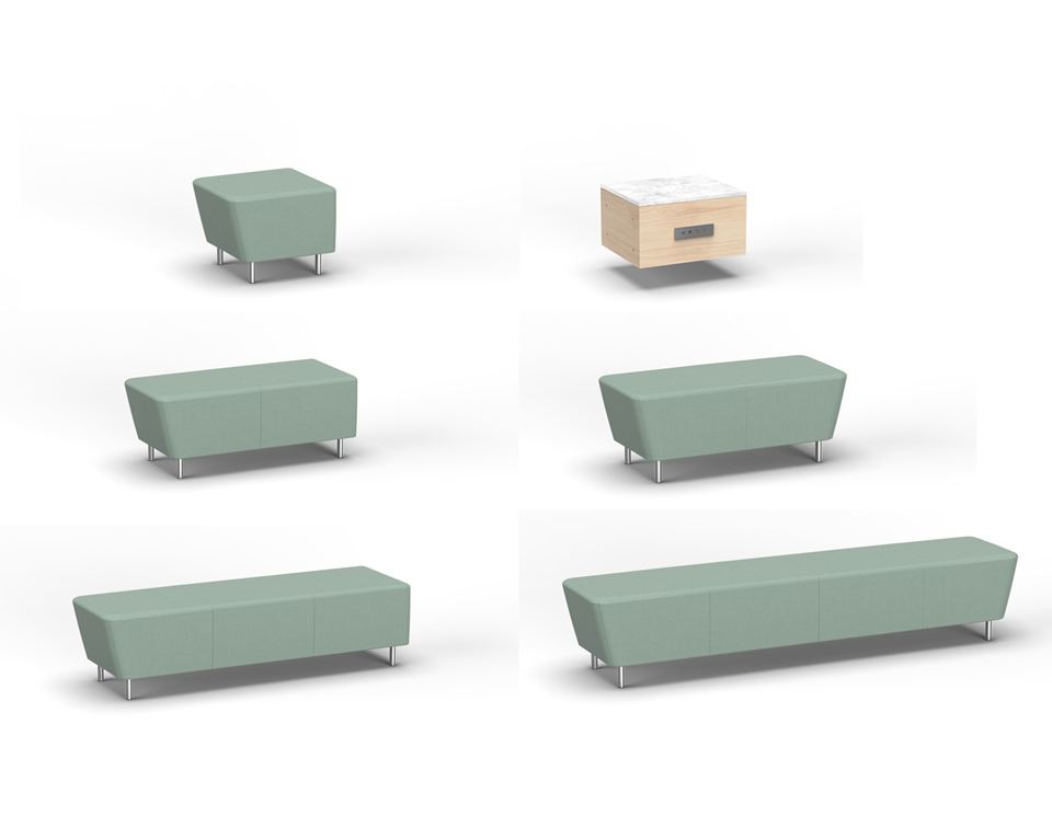 Modular Bench add-ons, standalone and table for modular seating