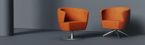Upholstered round lounge chairs for airports