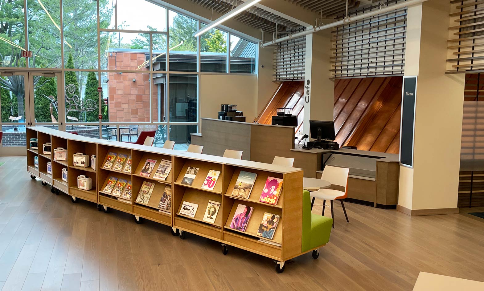 Public Library shelving on casters