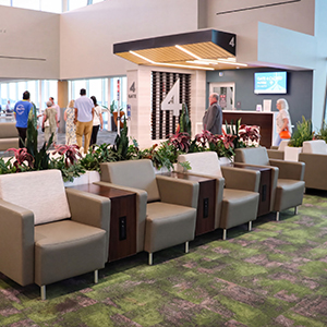 Gee straight lounge chairs by agati furniture at gate in fort wayne airport