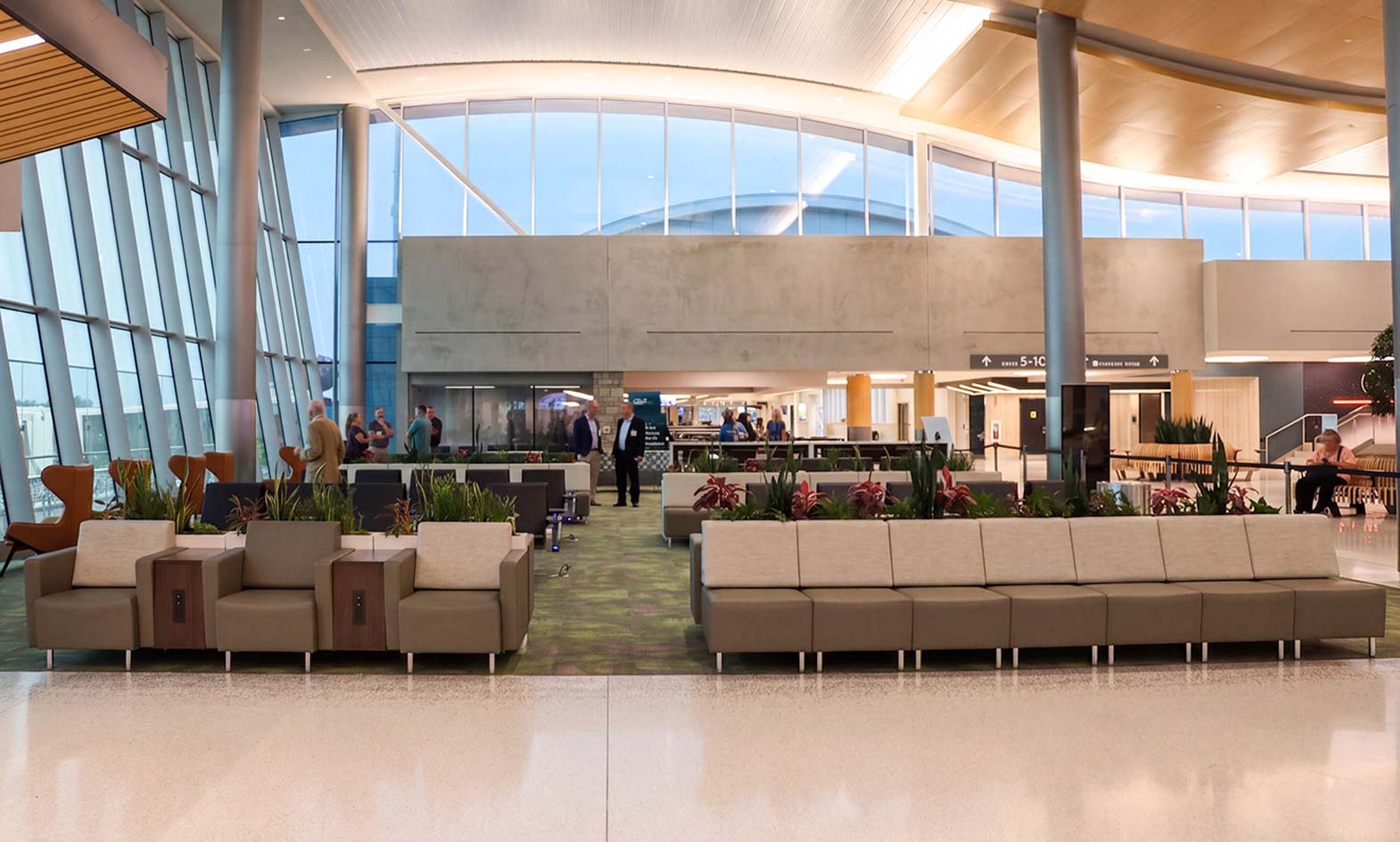 Gee lounge chairs by agati furniture at gate in fort wayne airport