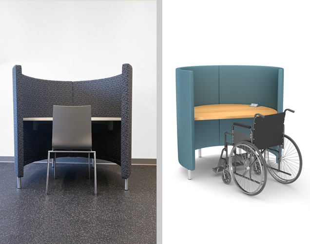 Wheelchair workspace carrel