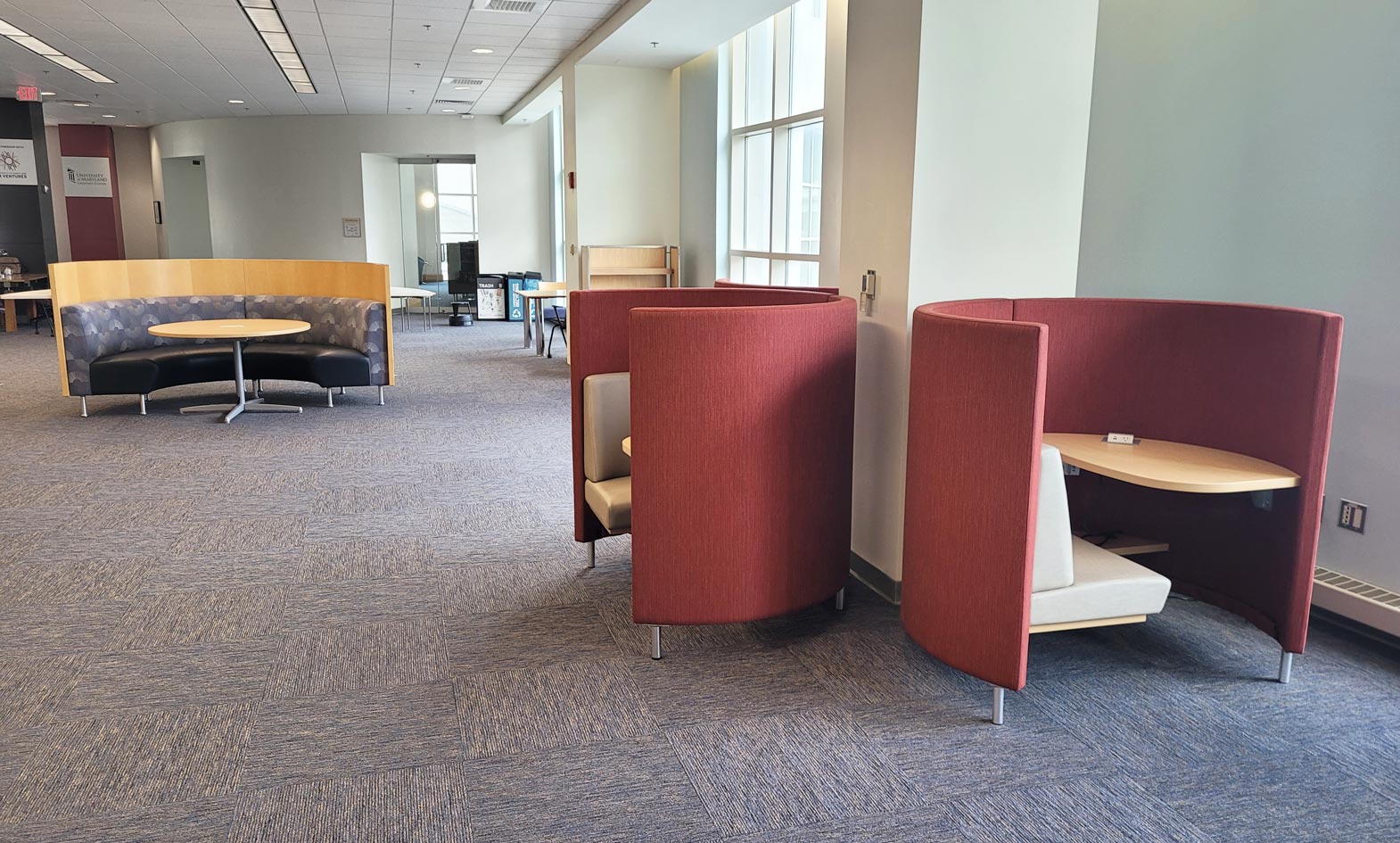 university library curved banquette