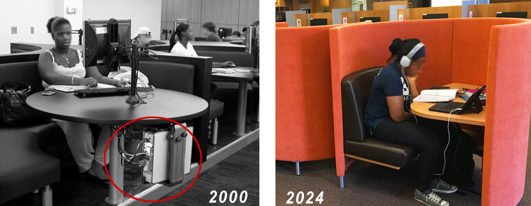 Library furniture then and now