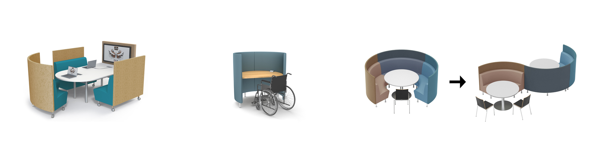 Library booth seating options including ADA Accessible option