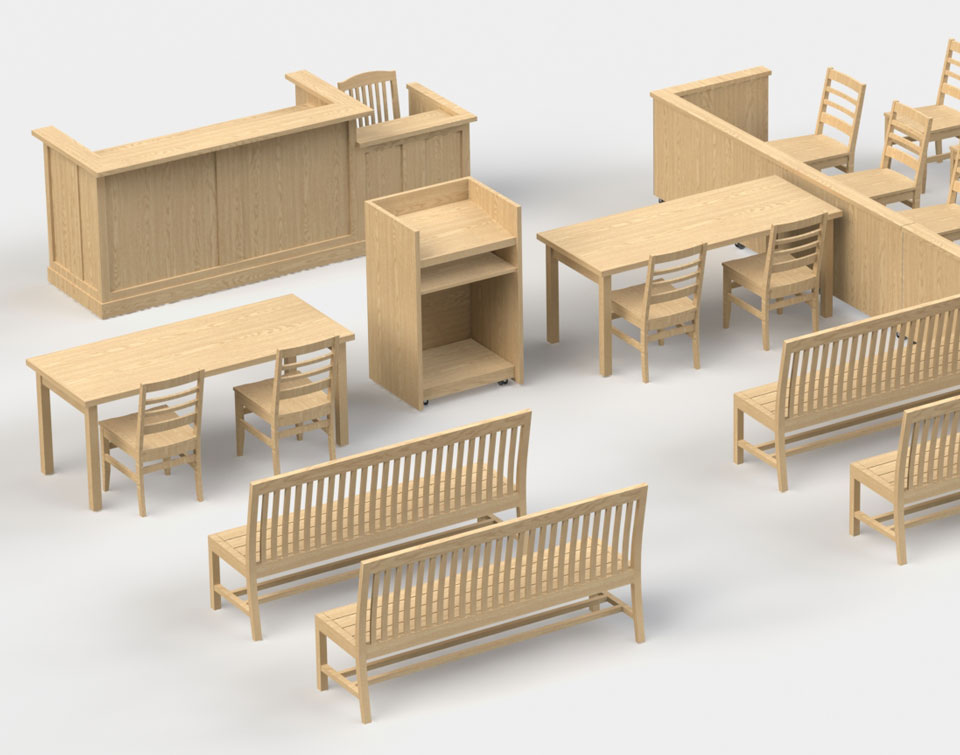 High School Courtroom Furniture Rendering