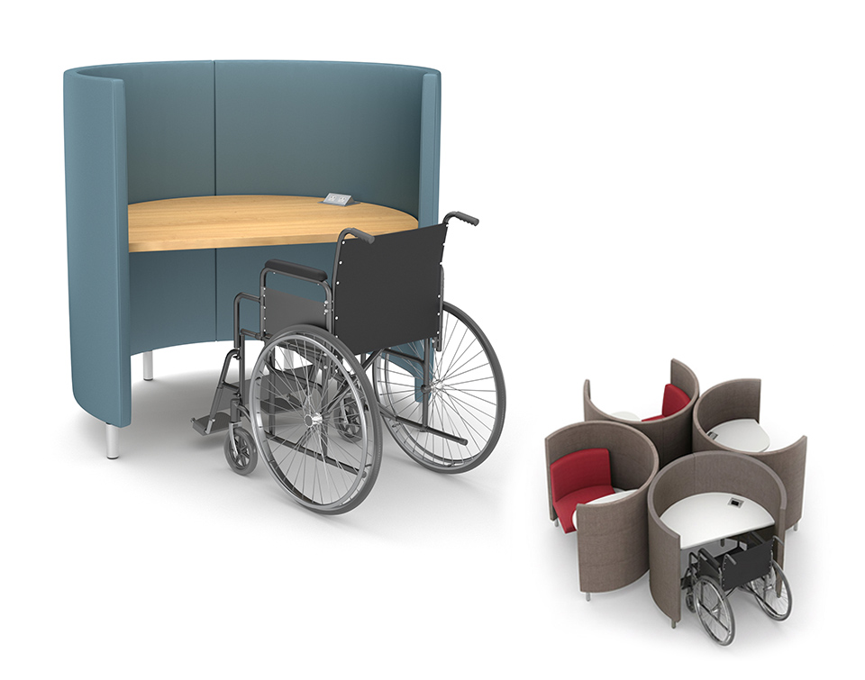 Study pod for wheelchair users