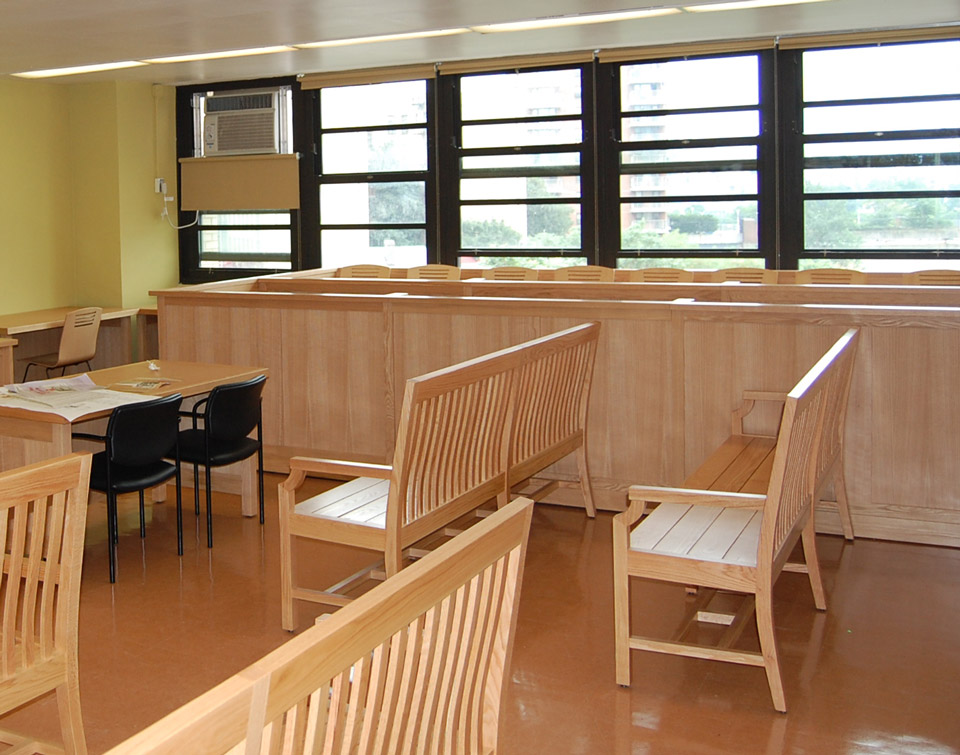 mock trial gallery seating benches