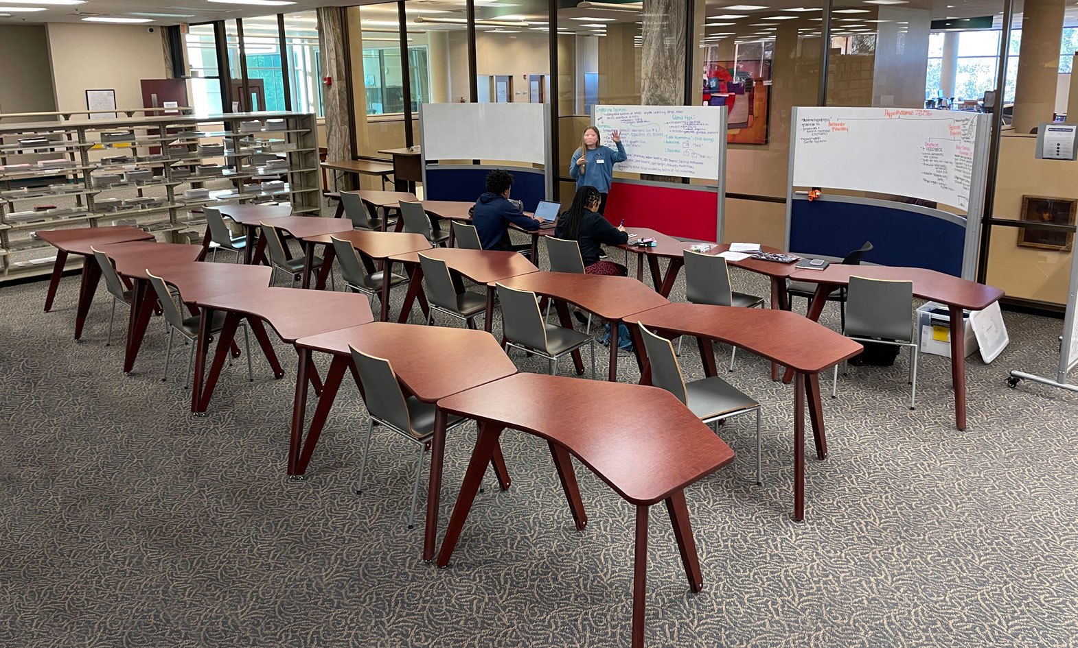 Student Success Center with flexible tables in University classroom setting