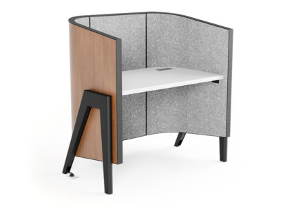 Cove Carrel in cherry wood and acoustic panels