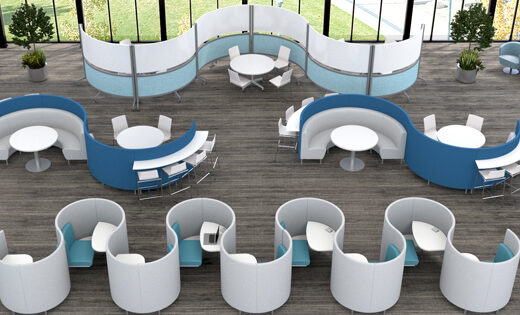 Curved furniture design in university library