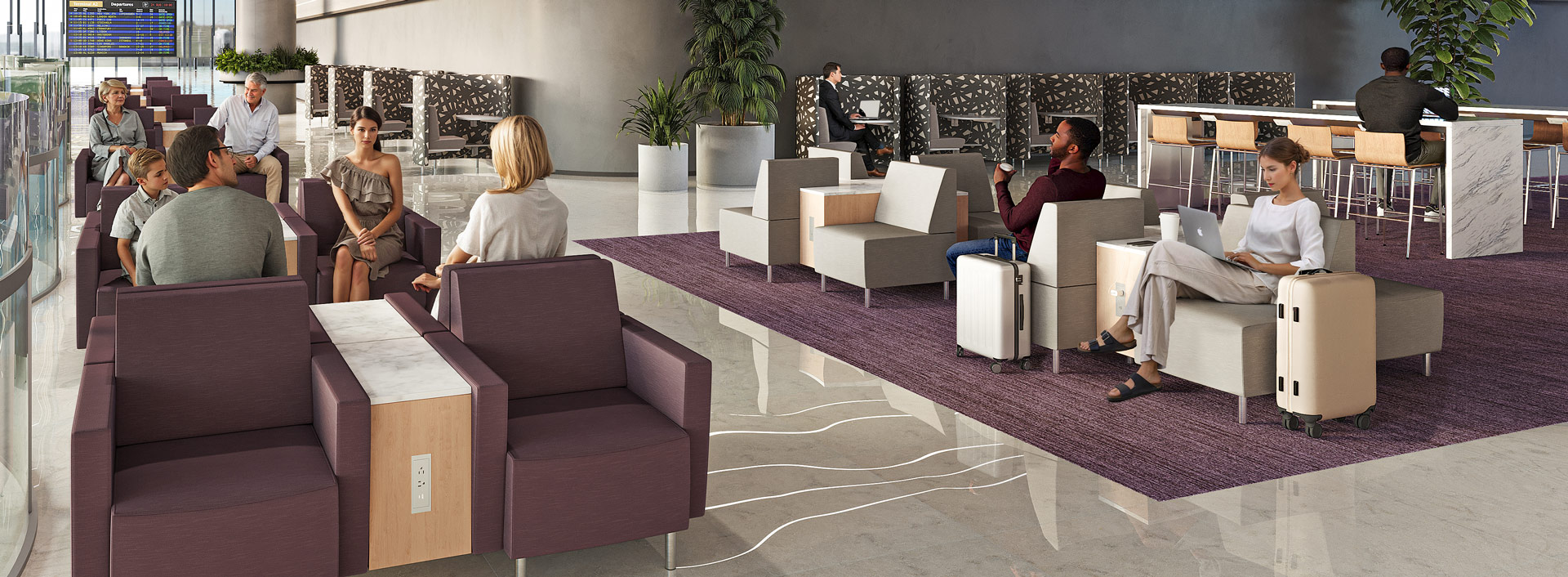 Luxury furniture for private airport clubs supports guest