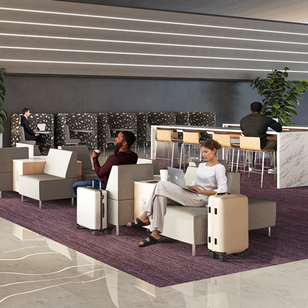 Private Airport Club Furniture with guests