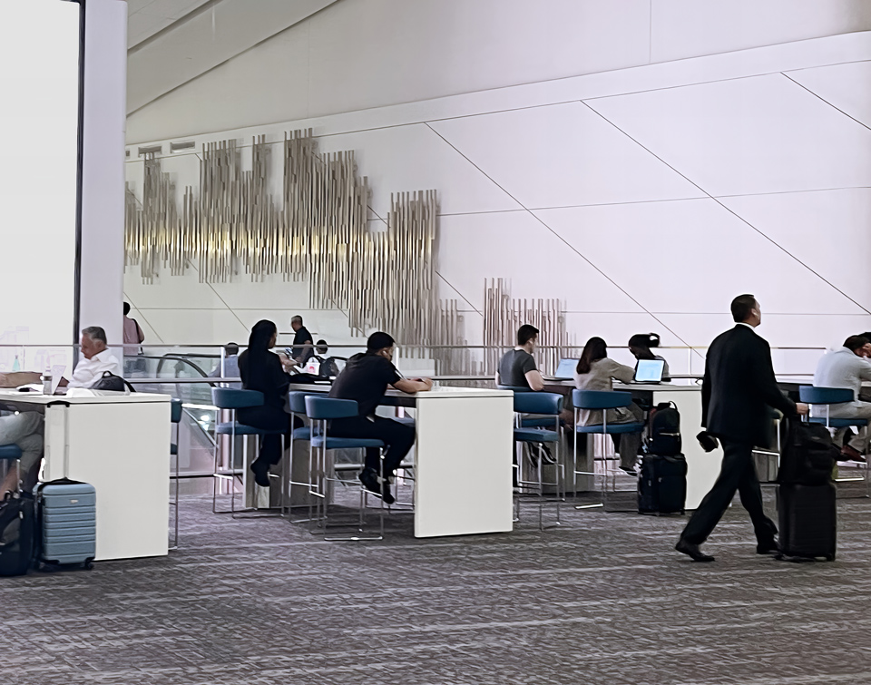 Airport Terminal Furniture. Powerbars at LaGuardia