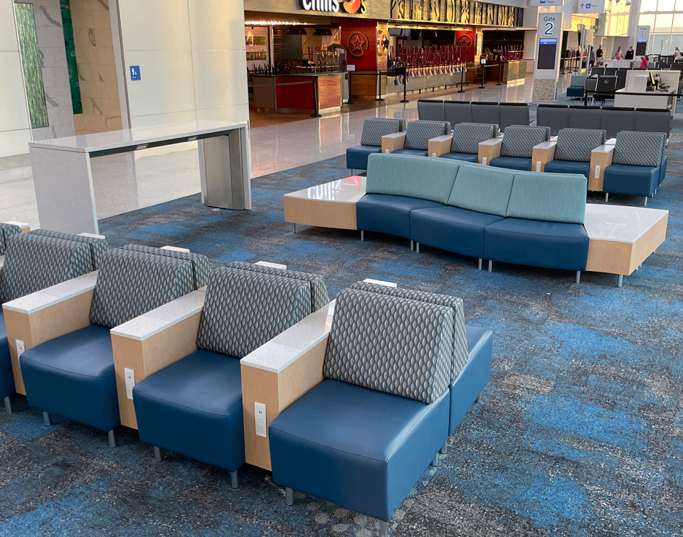 Gate seating with Gee Curve, Straight and Power Bar that gives everyone VIP experience at Key West Airport