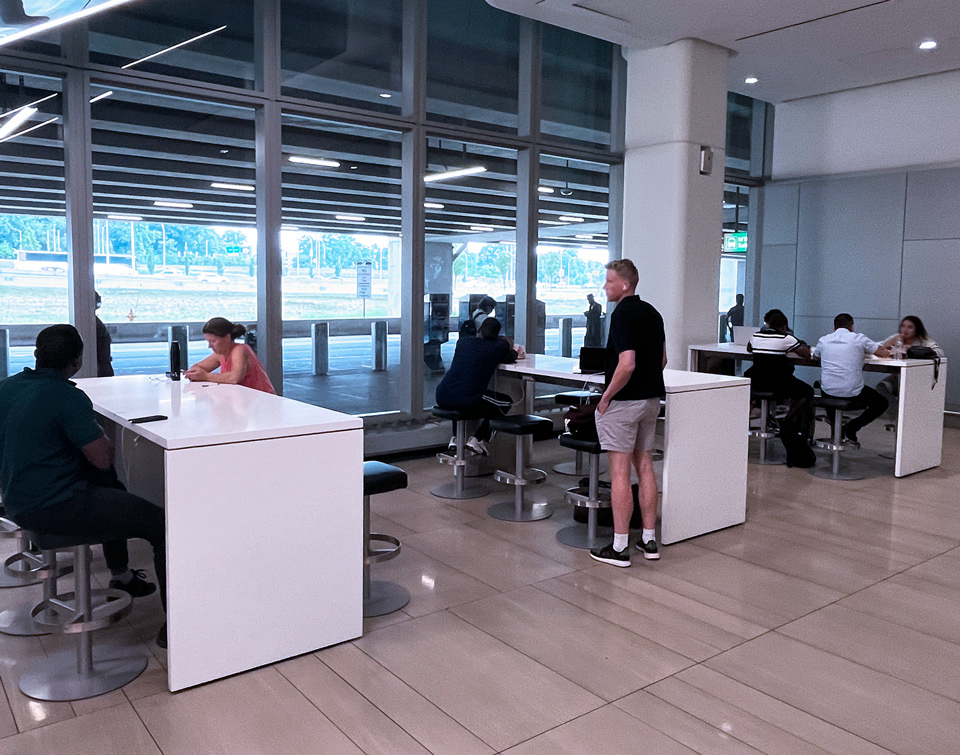 Power Bars support excellent passenger experience post-arrival near baggage claim on land side of LaGuardia Airport