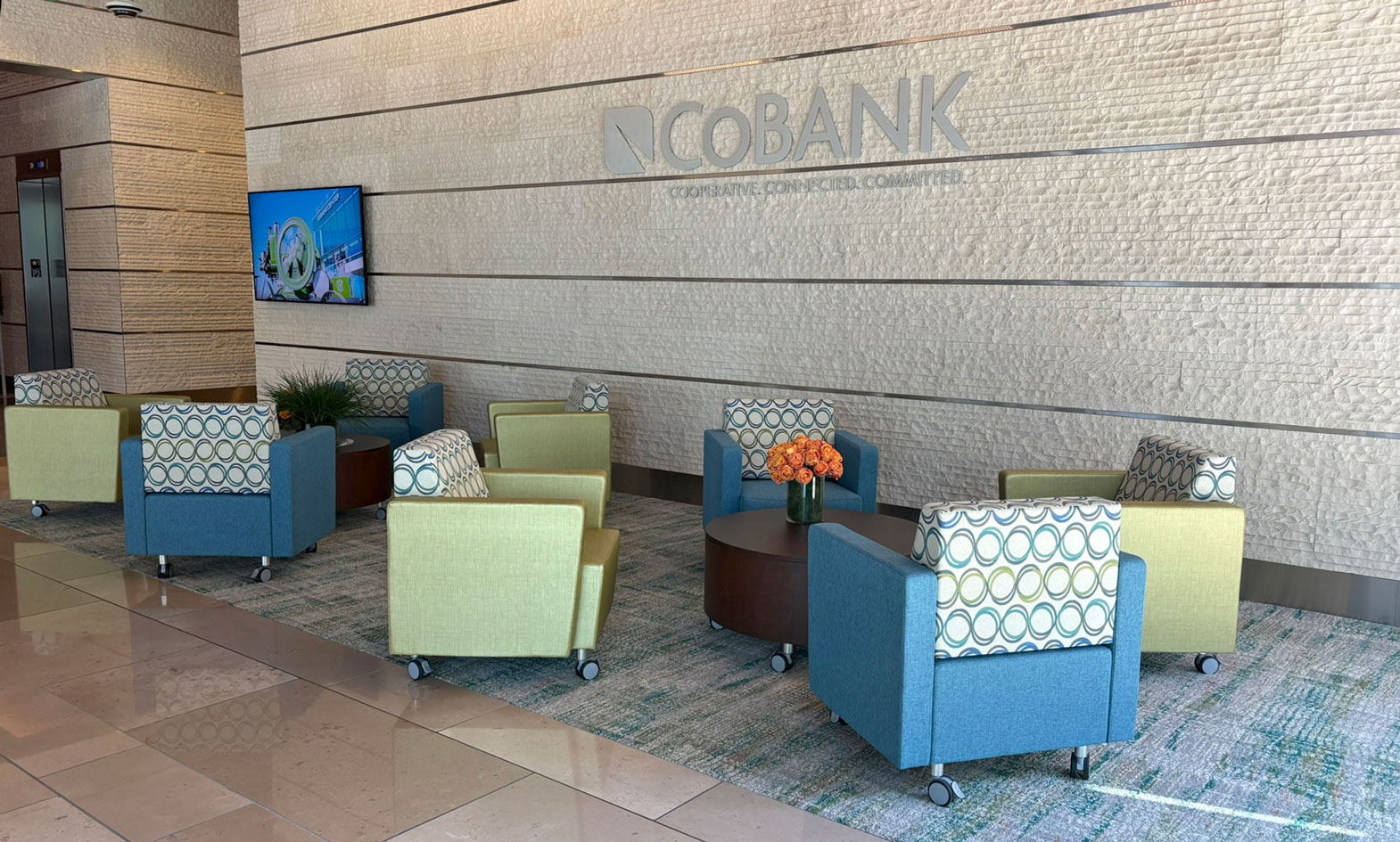 corporate bank lobby lounge chairs on casters