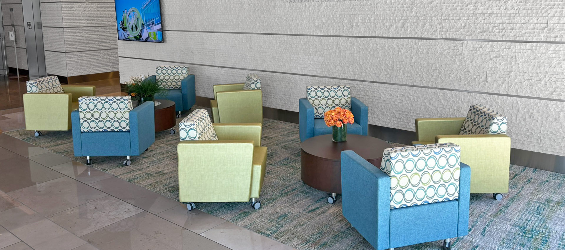 Corporate commercial furniture in lobby