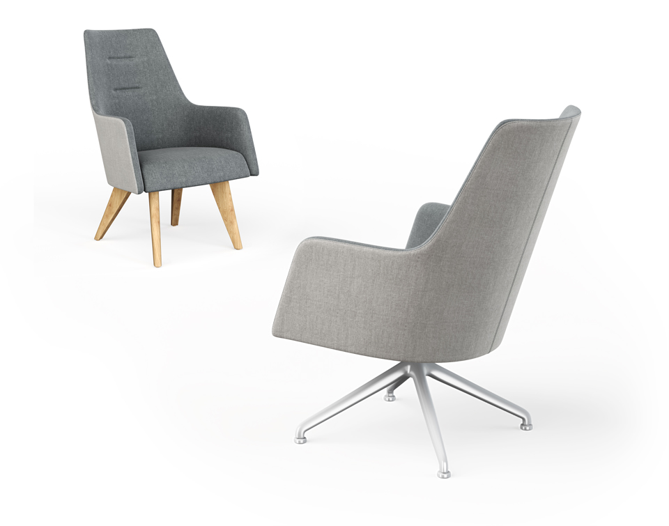 Modern High Back Lounge Chair showing two leg options