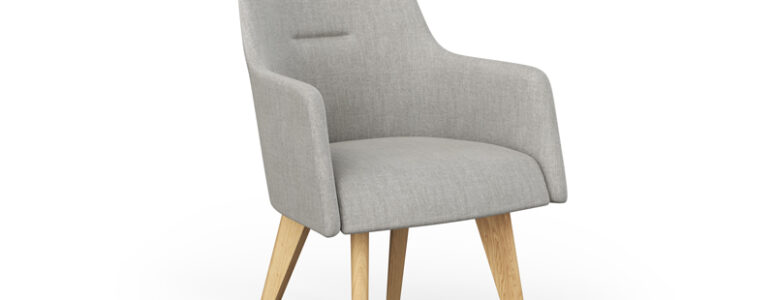 Bucket-style Guest Armchair with wood legs