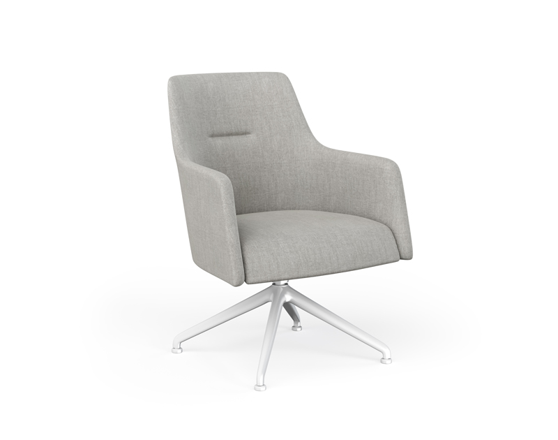 Bucket-style Guest Armchair fully-upholstered with return swivel base