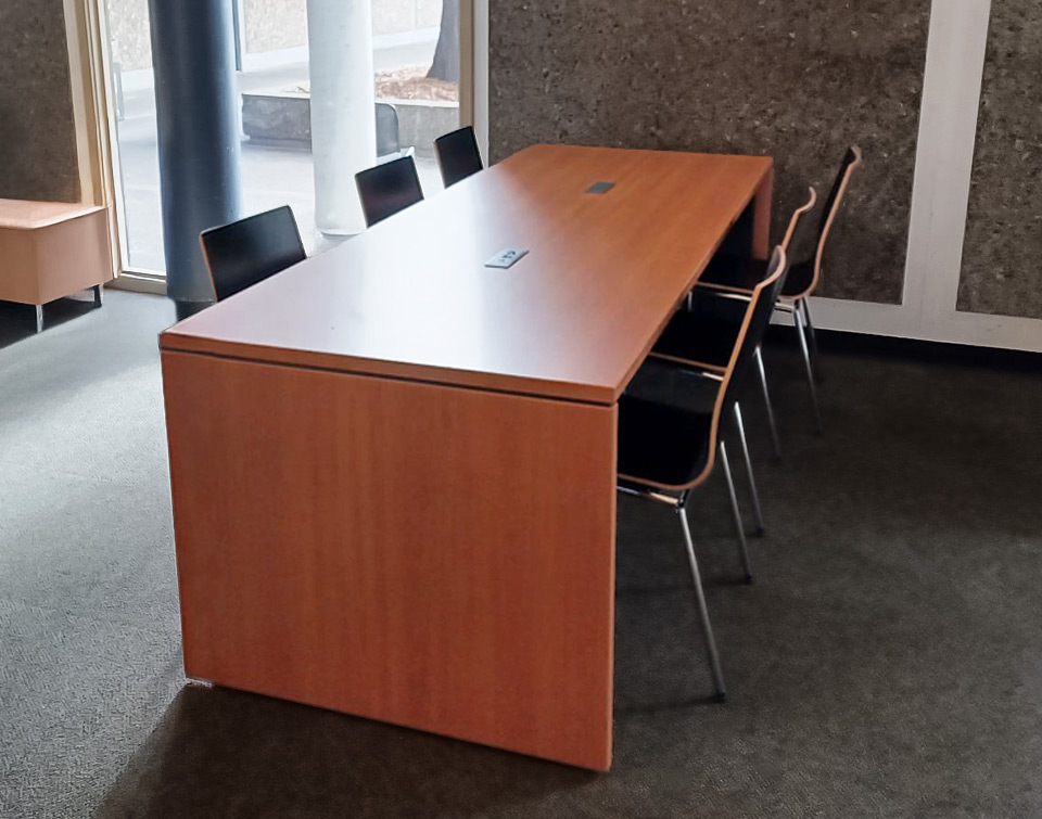 Power Table in wood laminate with power and usb-c