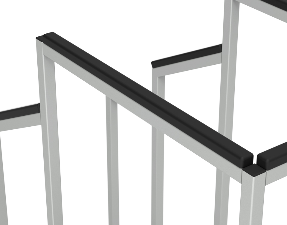 Close-up of vein stand railing