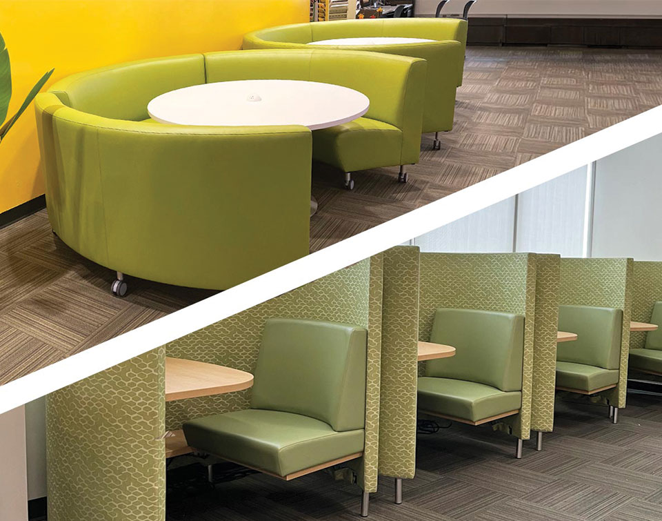 Agati Hampton and POD seating at LA Valley Community College's Student Support Center