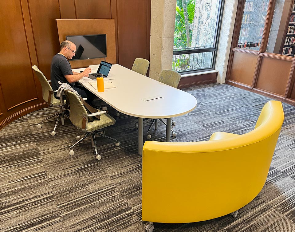 Coral Gables Public Library featuring a meeting room with Elements Media Stations by Agati