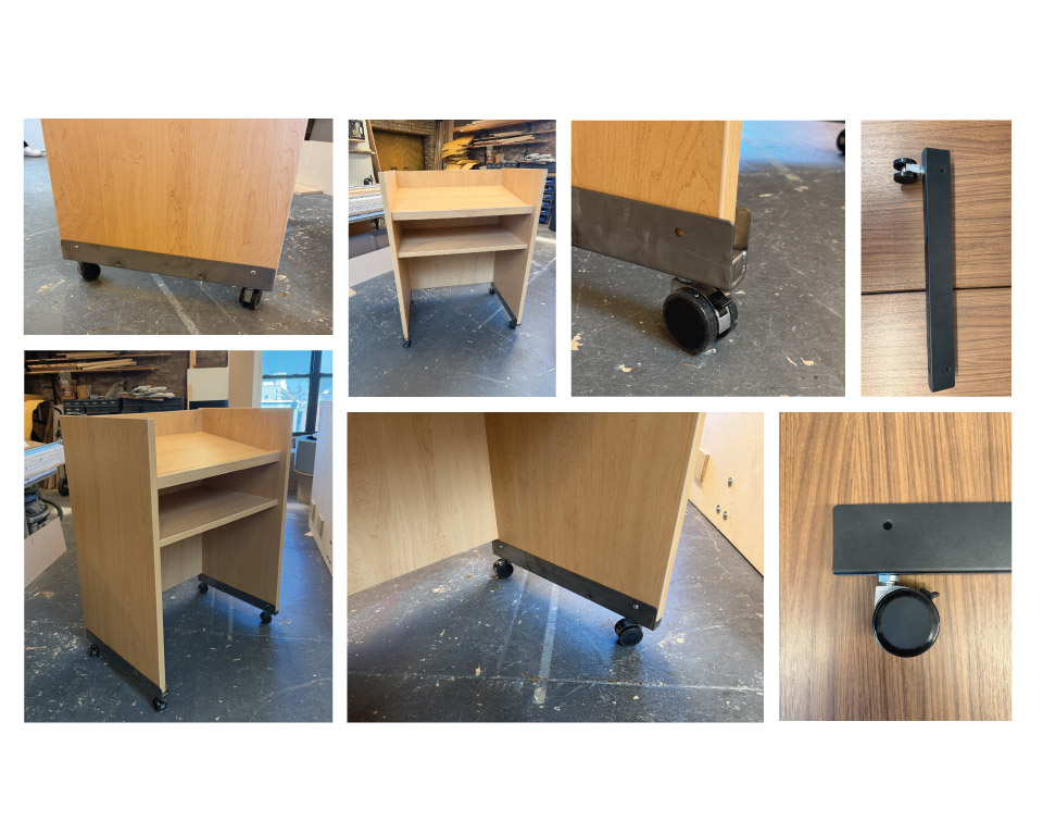 Close ups of the design process of what makes the grant different, simple building materials making more flexible courtroom furniture