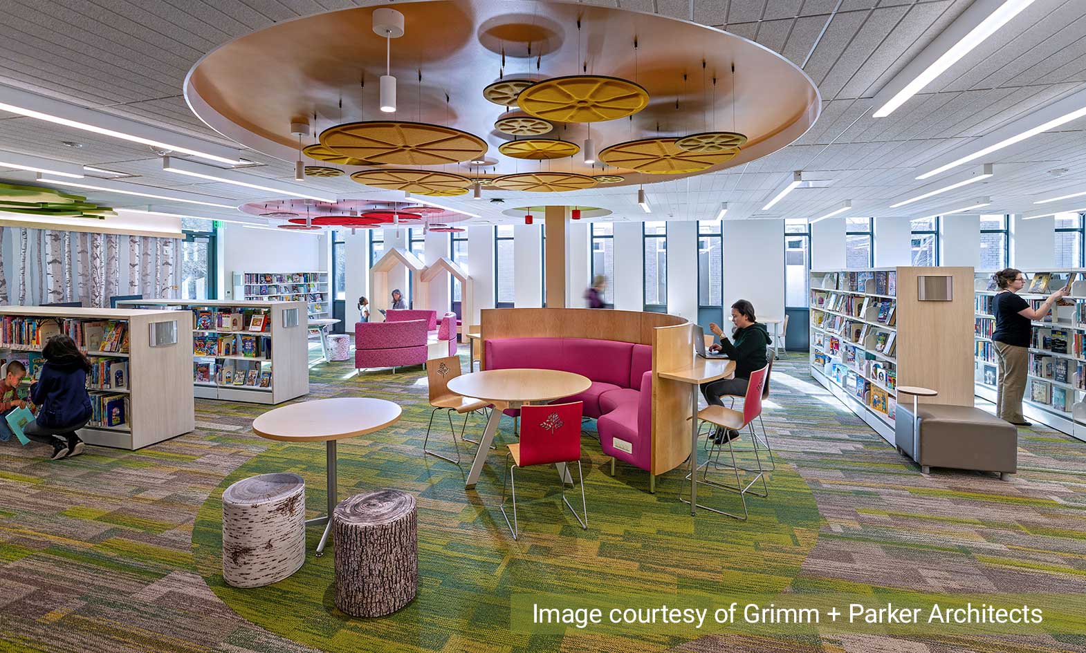 Prince George County Memorial Library System Baden Branch featuring Agati's library furniture including their hampton curved seating