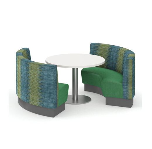 Dining booth with plinth base
