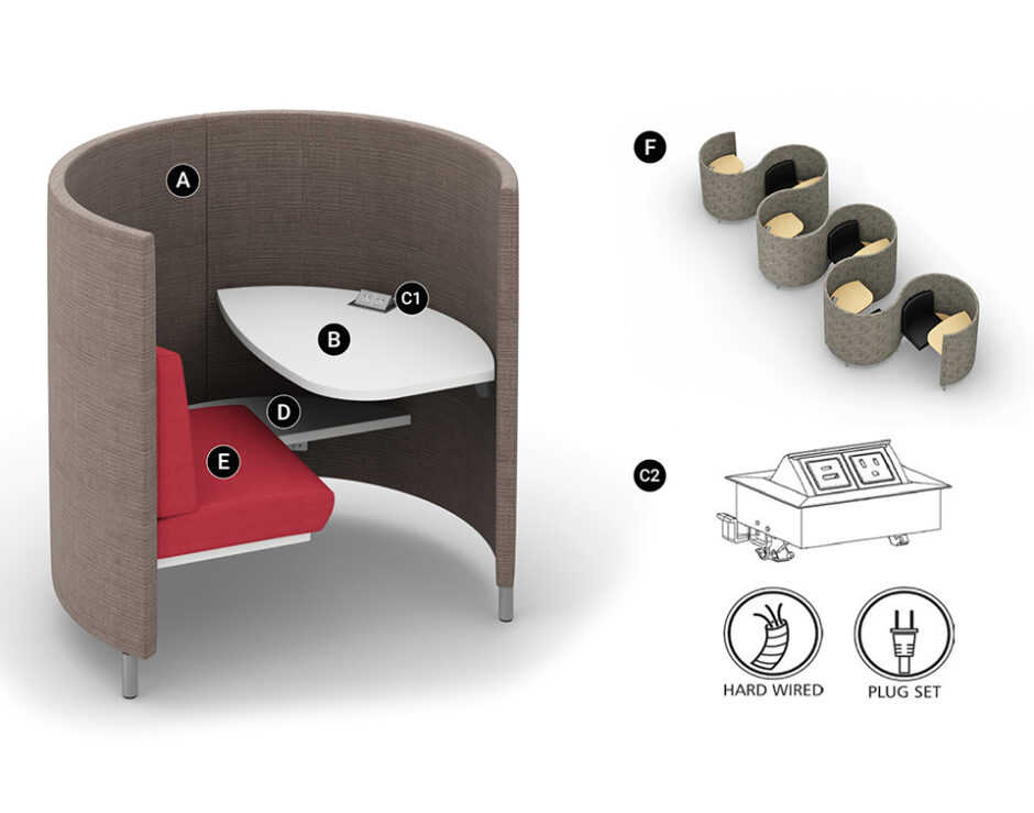 Single Study POD - Carrels for quiet focus in libraries and public spaces
