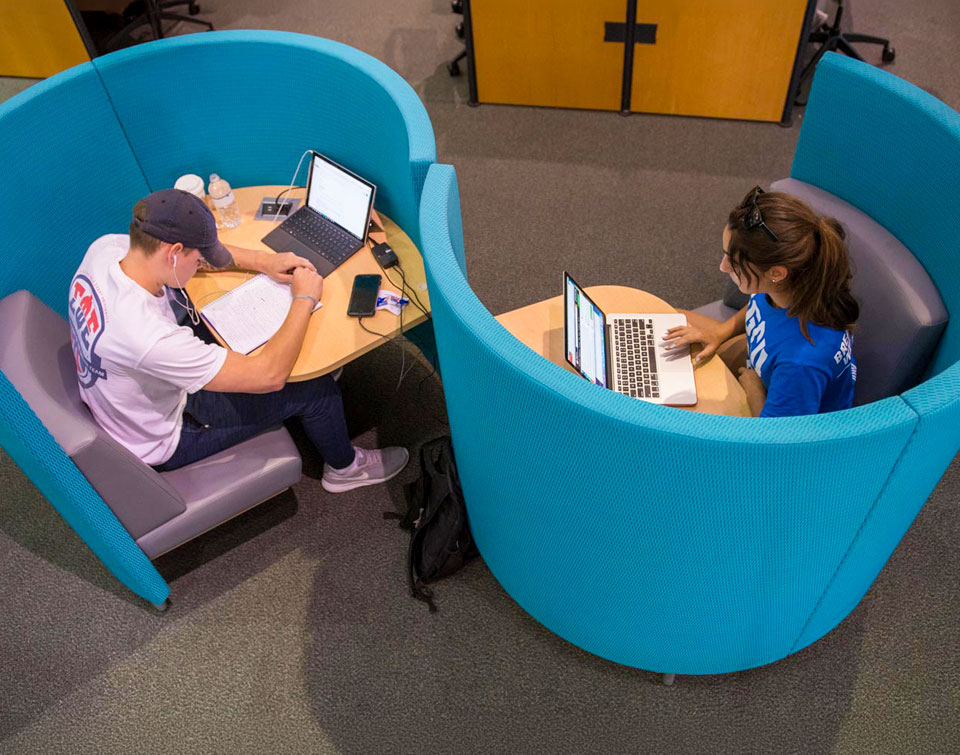 Students working in agati Study pods at a university in florida