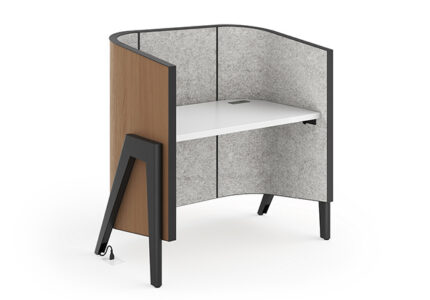 flexible carrel with wood surrounds and felt interior