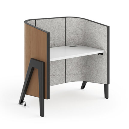flexible carrel with wood surrounds and felt interior