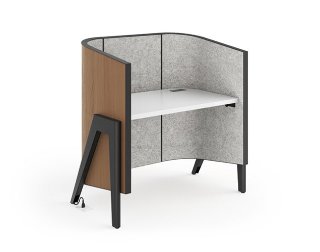 flexible carrel with wood surrounds and felt interior
