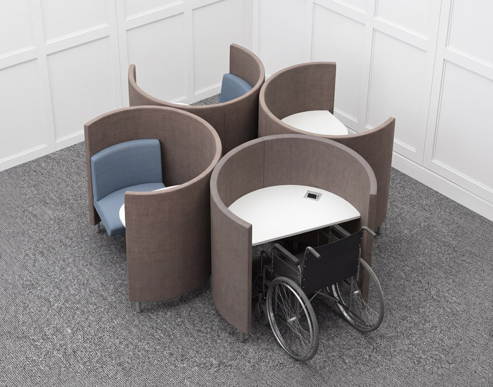 Pod Carrell with wheelchair for higher education
