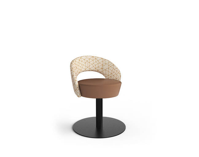 Table height Anello Stool with a backrest and black powder coat finish on steel base