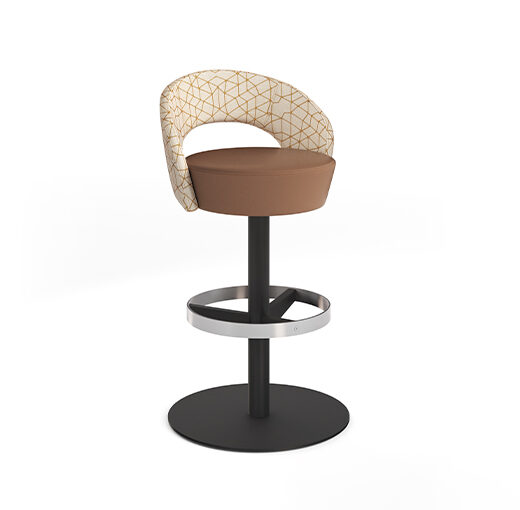 Bar-height Anello Stool with backrest with black disc base