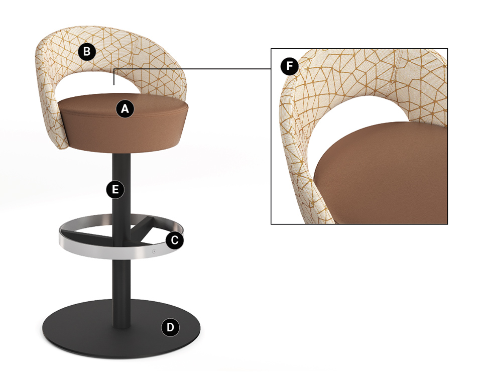 Anello stool detail photo with product specifications