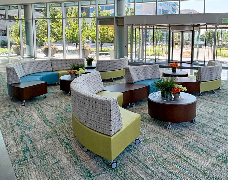 Cobank Headquarters interior featuring Agati Furnitures Gee Lounge Seating and Drum Tables